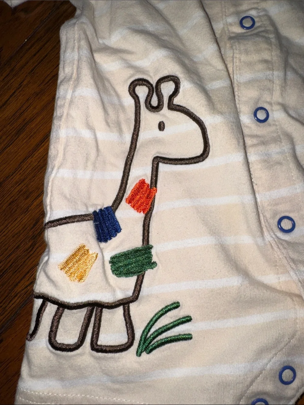 Carter's Blue & Cream Striped Baby One-Piece Bodysuits with Animal Appliqués